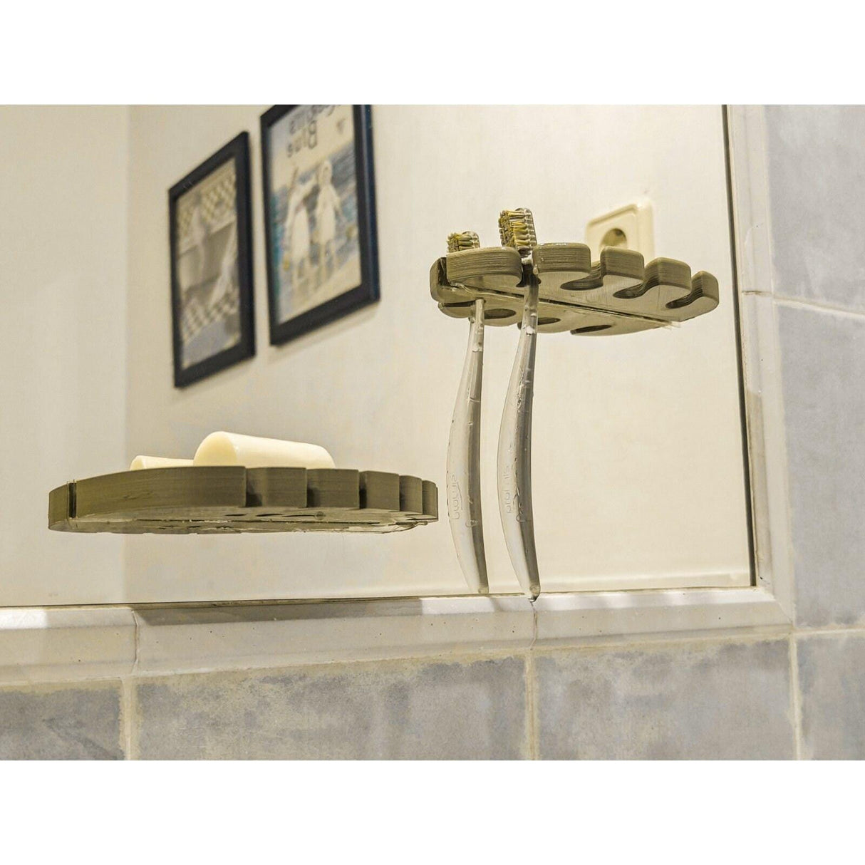 Creassera Mirror Leaf Bathroom Accessories Set | Soap Dispenser | Soap Dish | Toothbrush Holder | ANY COLOR! - LV3DPrinting