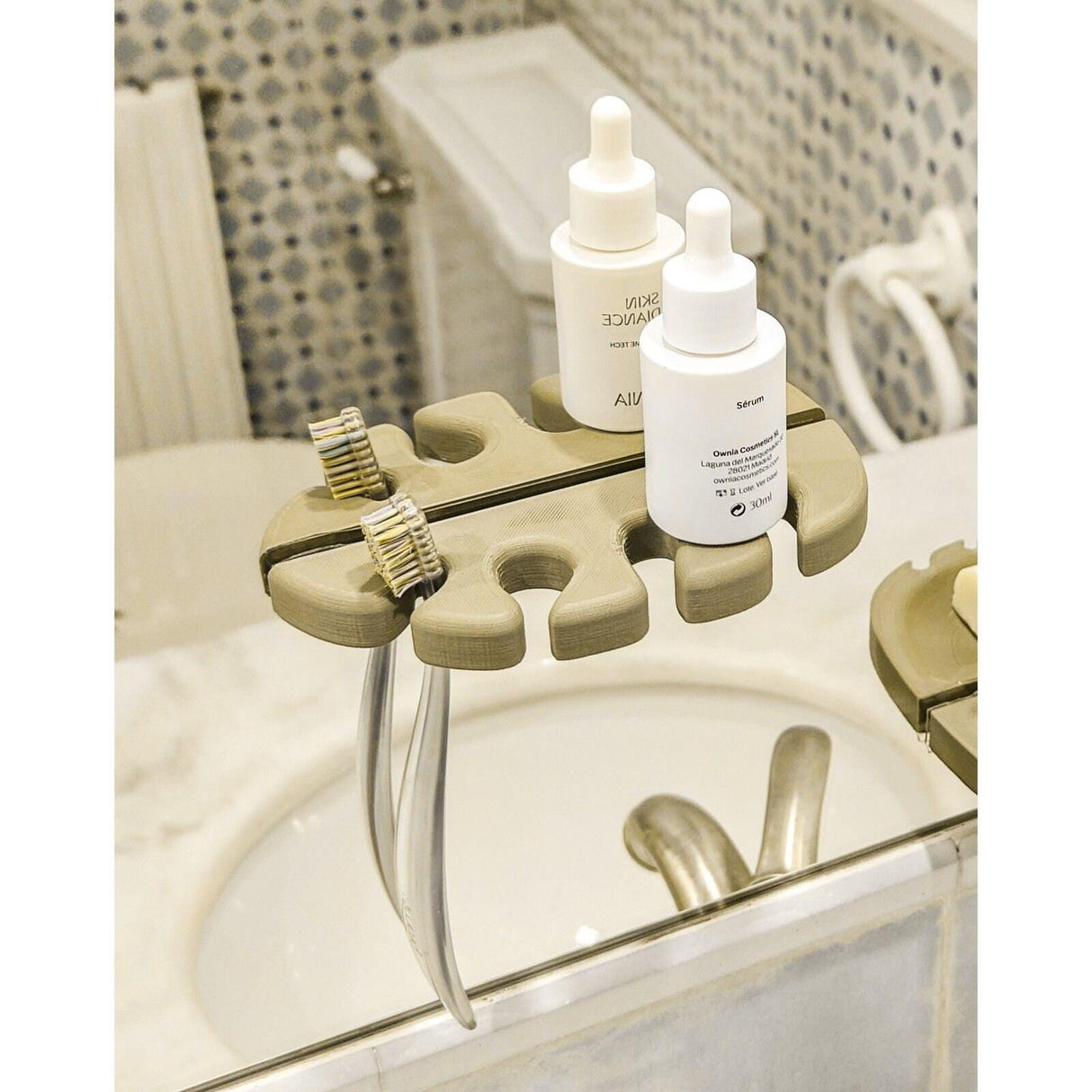 Creassera Mirror Leaf Bathroom Accessories Set | Soap Dispenser | Soap Dish | Toothbrush Holder | ANY COLOR! - LV3DPrinting