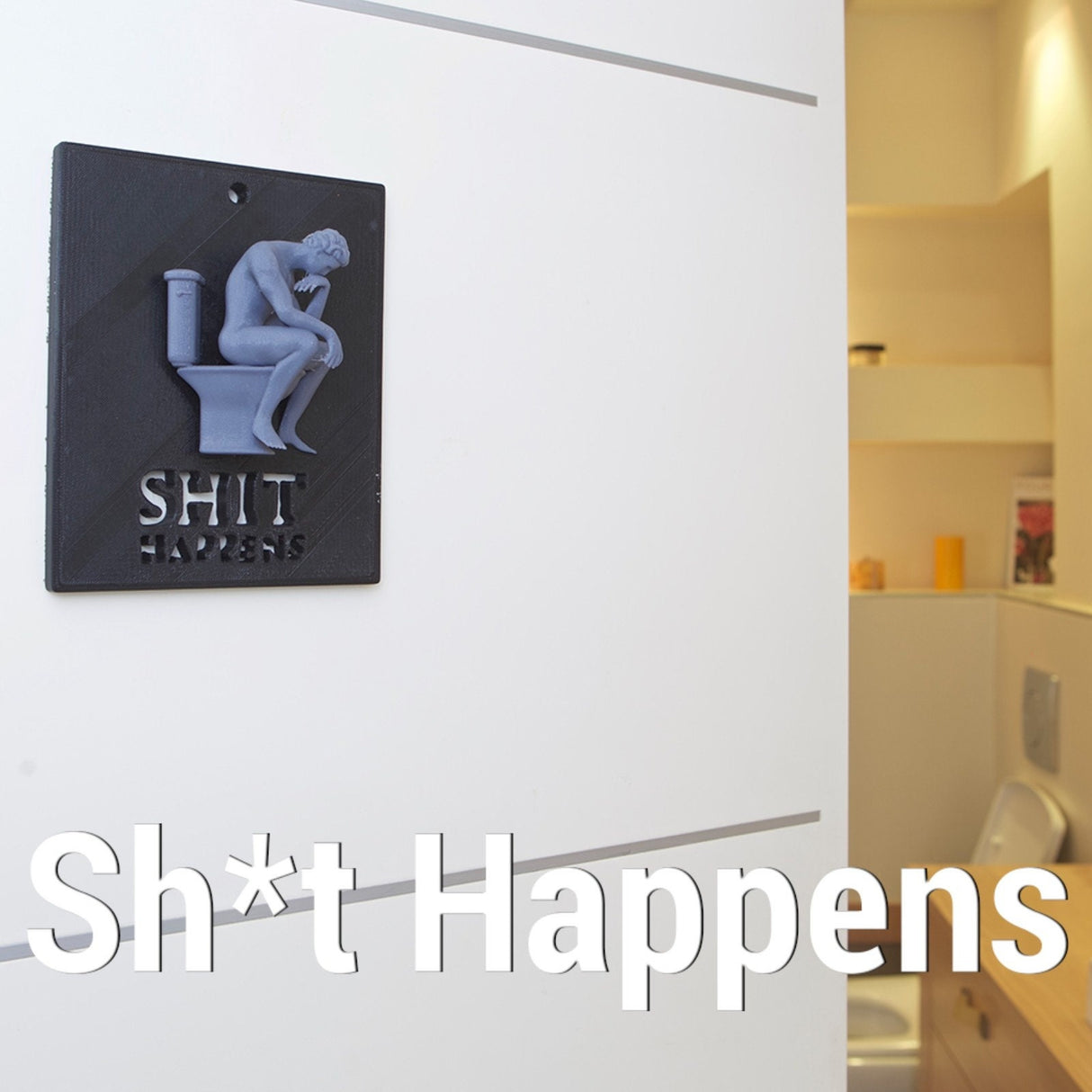 3D Shook Shit Happens Bathroom sign | Bathroom humor | Bathroom decor | Bathroom wall sign - LV3DPrinting