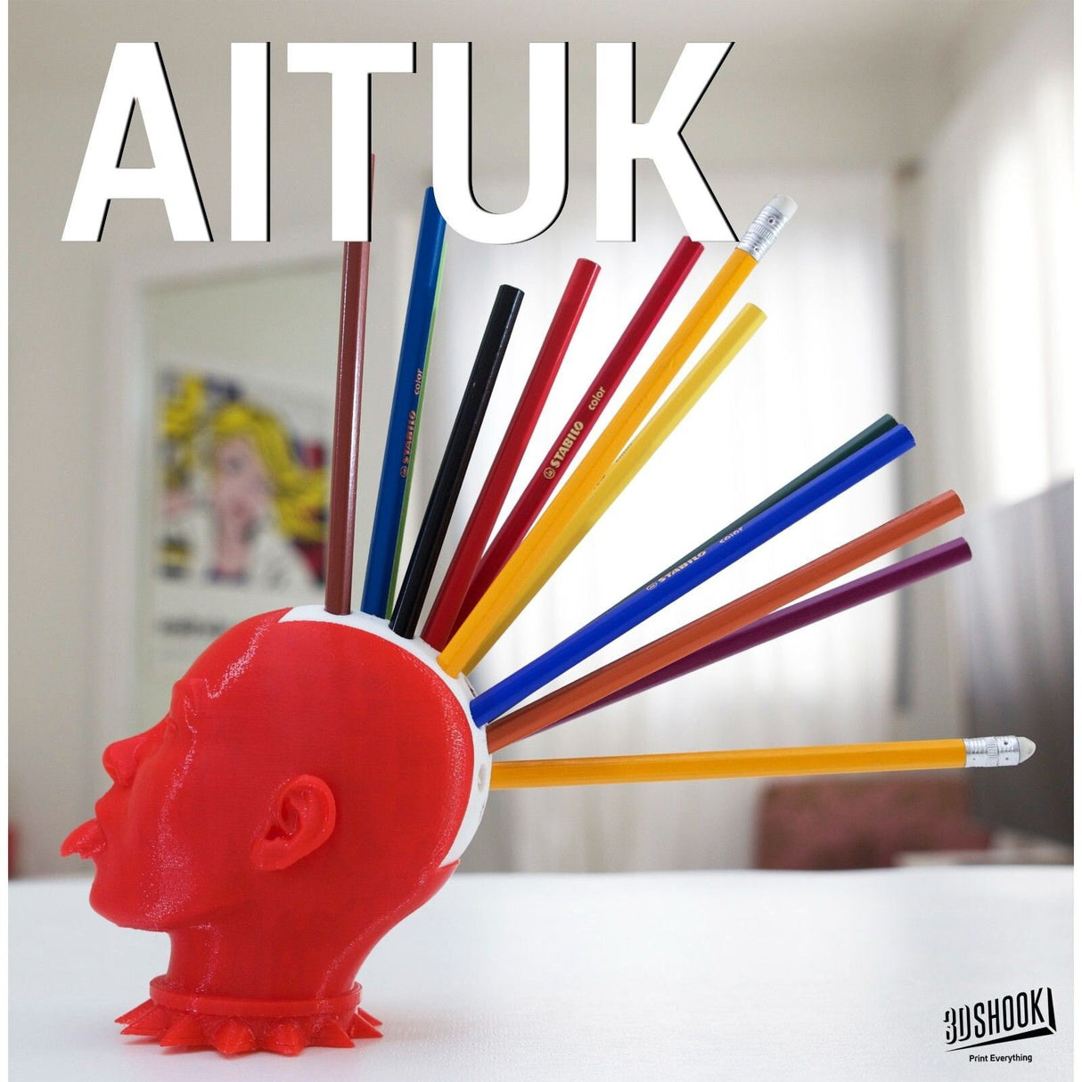 3D Shook ATIUK Pencil & Pen Holder | Office Organization | Desk organization | Desk Accessories | Custom | Mutliple Colors - LV3DPrinting