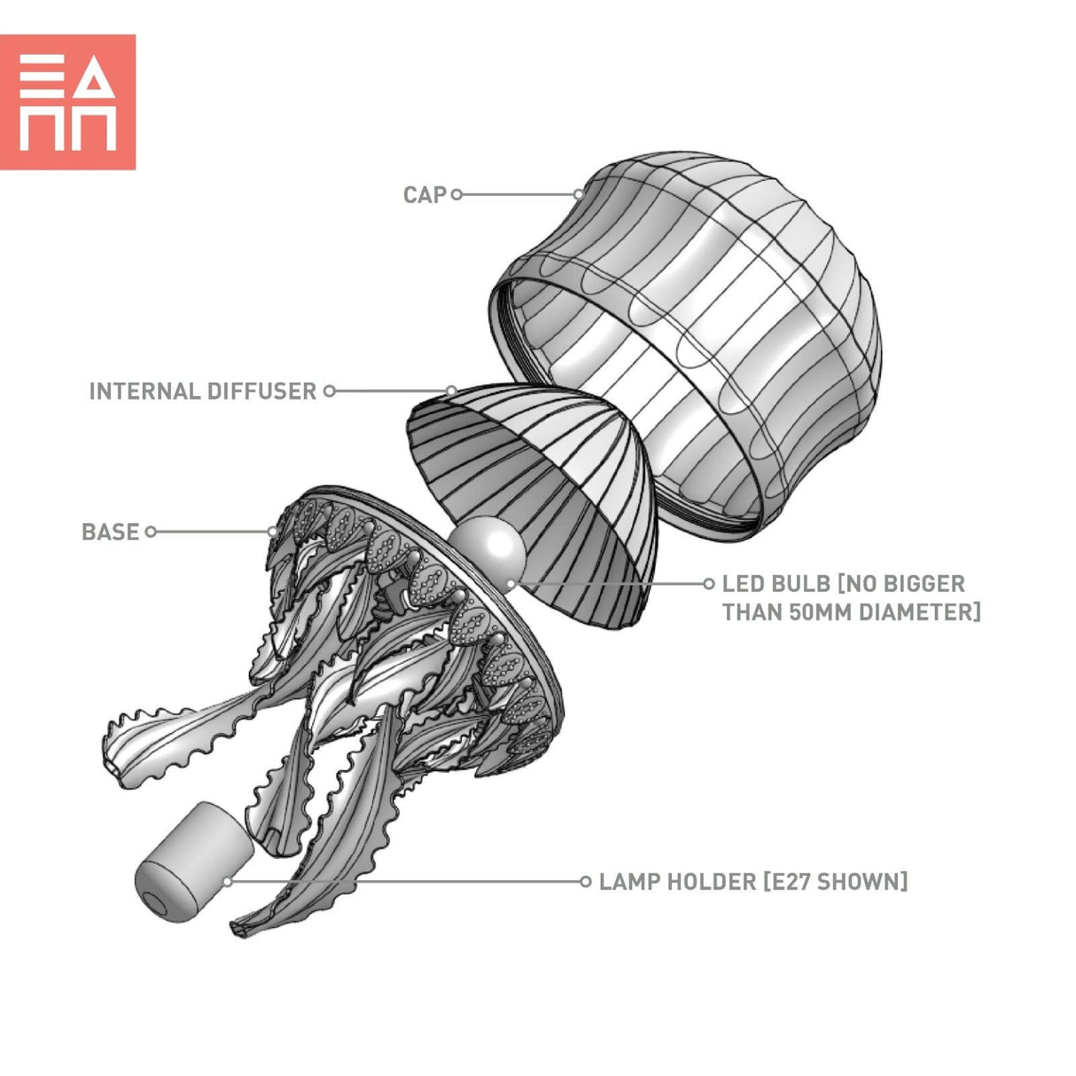 3DPPA  Medusa Jelly Fish Lamp | Home Decor | Gift Idea | Lighting - LV3DPrinting