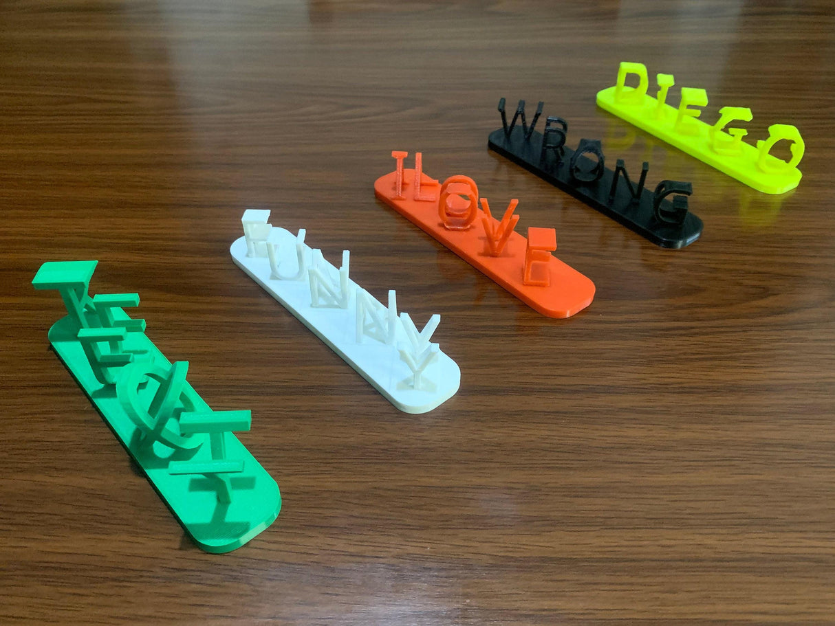 Double Word Ambirgram Desk Name Plaque Illusion | Personalized | Name Plate | Fun Sign | Birthday Gift | Gift for her | 3D | Name for Desk - LV3DPrinting