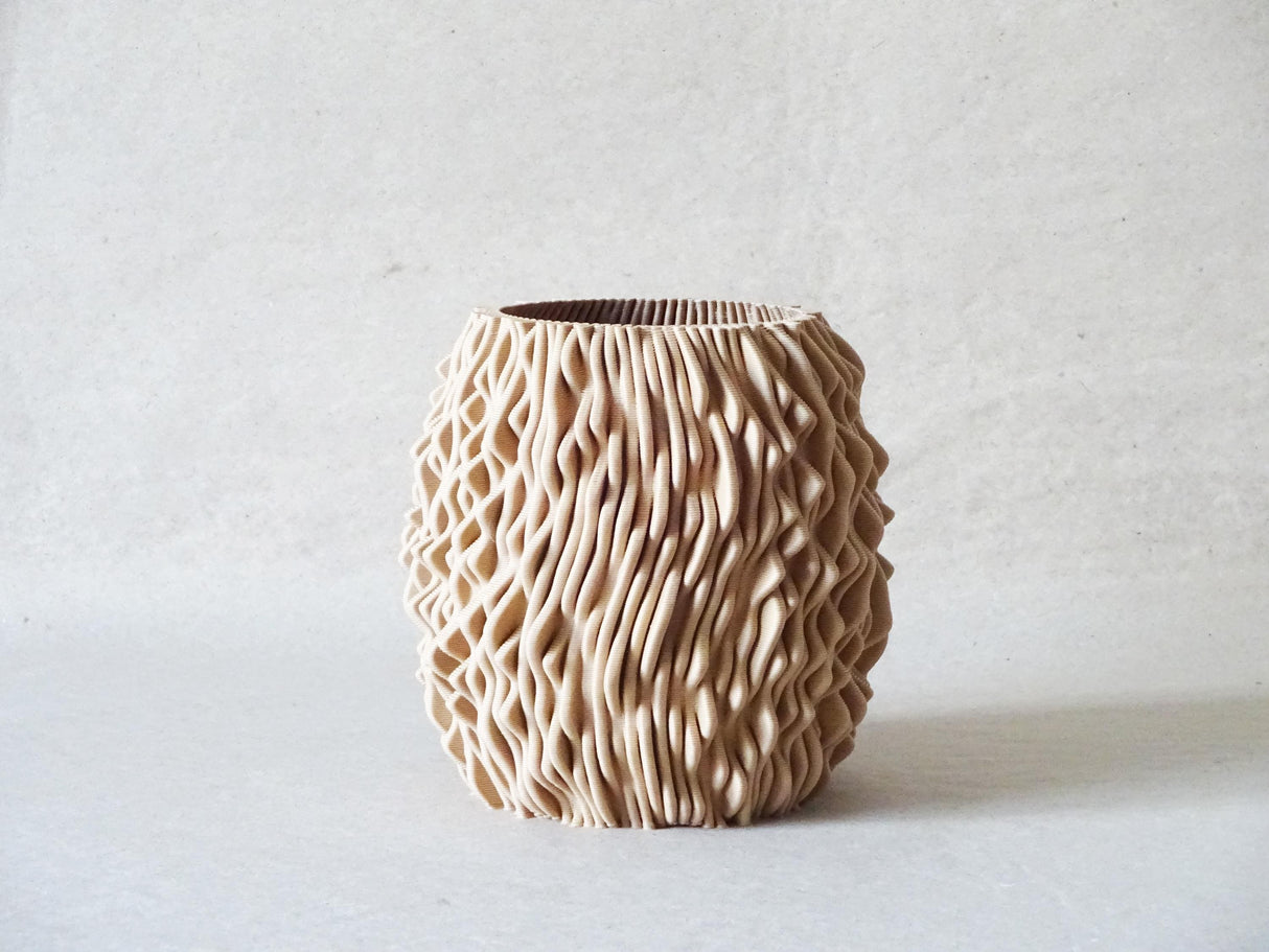 Lampprinted Fluted Vase, Riffled Textured Flower Vase with Insert, Modern Sculptural Home Decor - LV3DPrinting