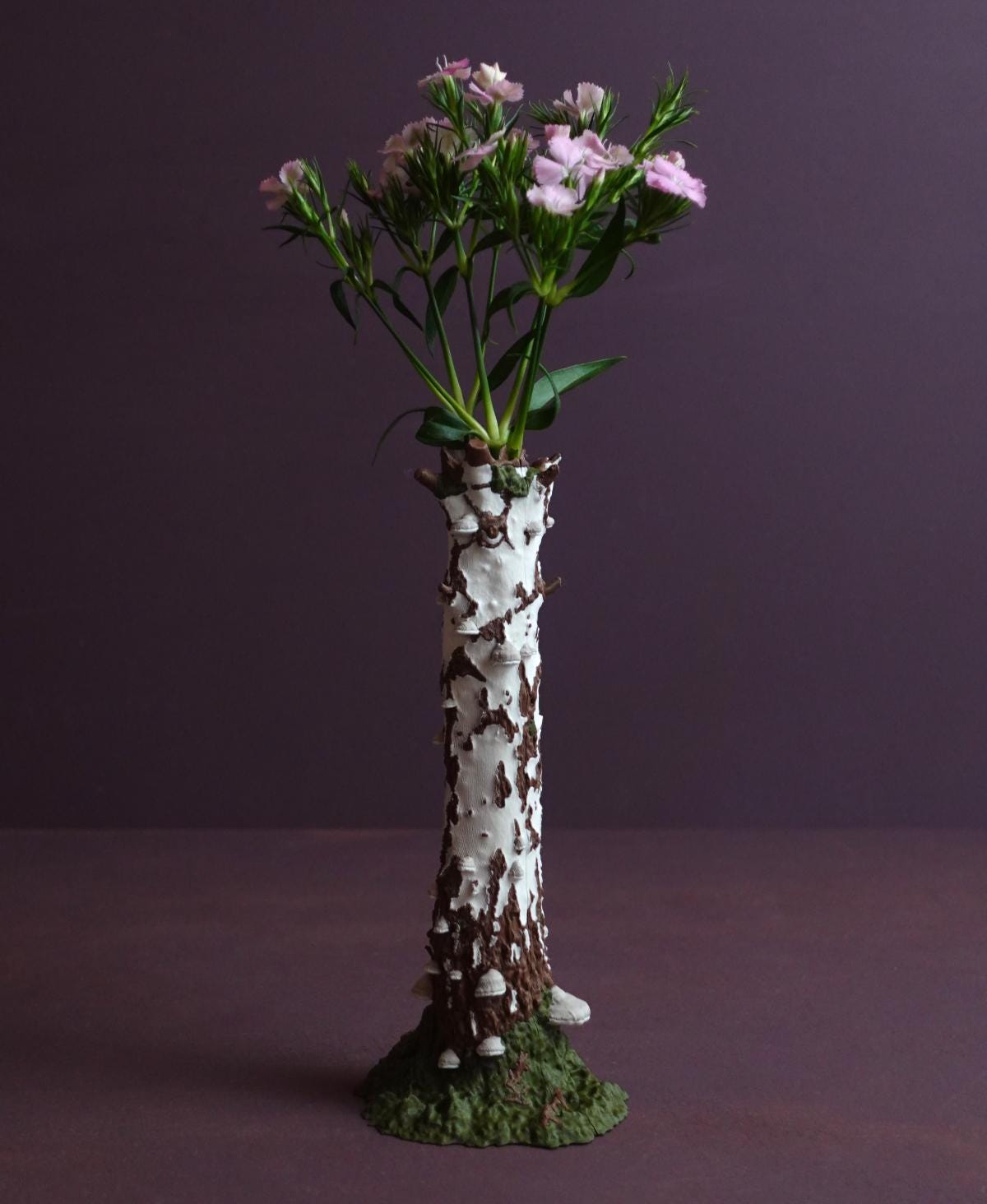 Gazzaladra Betula Pendula Tree Trunk Vase, Realistic Birch Vase with Tinder Mushrooms, Nature Inspired Sculptural Home Decor - LV3DPrinting