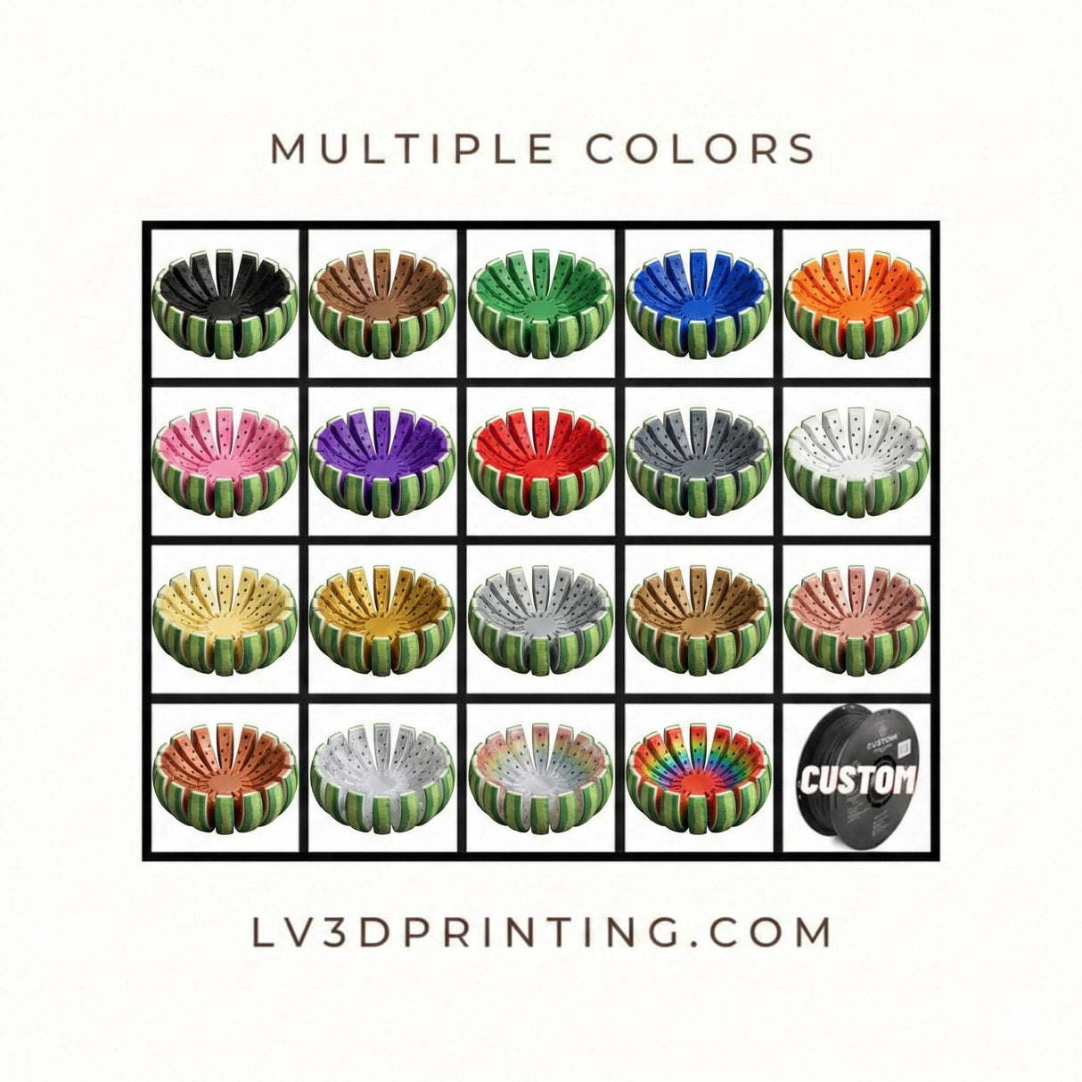 LV 3D Watermelon Bowl l Decor | Tableware | Decorative Bowl | Fruit Bowl - LV3DPrinting