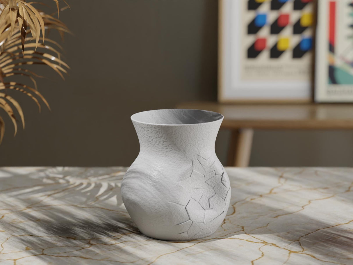CollectiCraft Shattered Pottery Vase, Minimalist Cracked Texture Vase, Sculptural Kintsugi Inspired Home Decor - LV3DPrinting