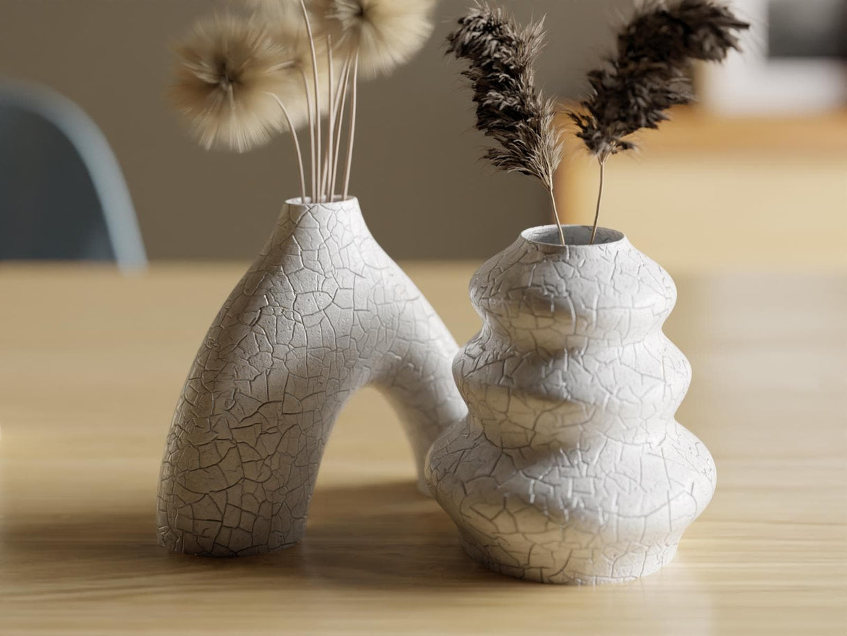 Collecticraft Modern Duo Vase Set – Sculptural Minimalist Decor for Weddings, Dining Table, Living Room & Bedroom - LV3DPrinting