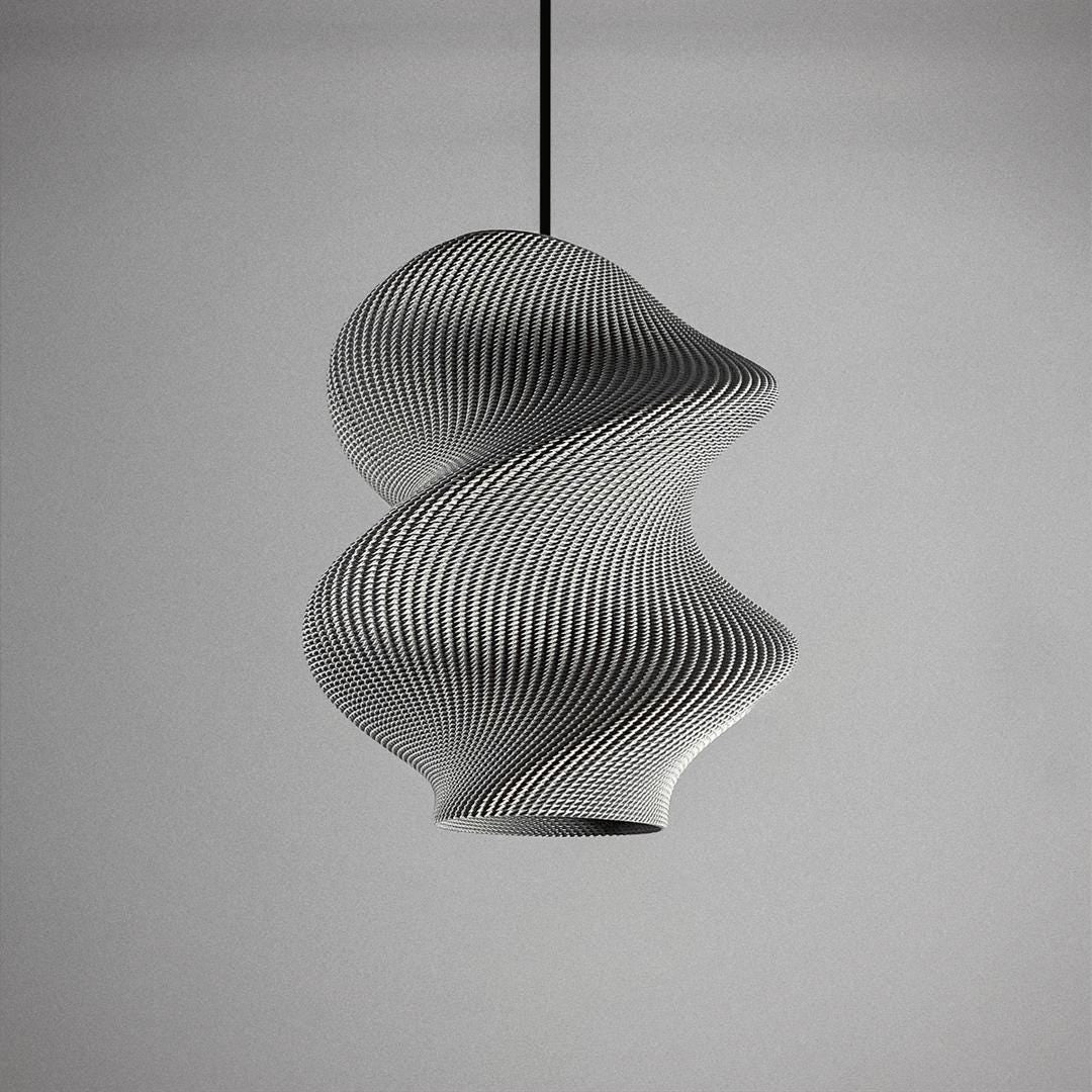 Lunfardo Victoria RippleMesh Pendant Lamp Shade | Twisted Ellipse Lighting | Modern 3D Printed Ceiling Light | Geometric Home Decor - LV3DPrinting