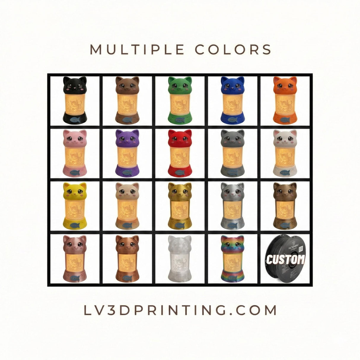 LV 3D Cat Memorial Night Light – Personalized Pet Remembrance Lamp | Custom Photo Lithophane | Pet Loss Gift | Sympathy Keepsak - LV3DPrinting