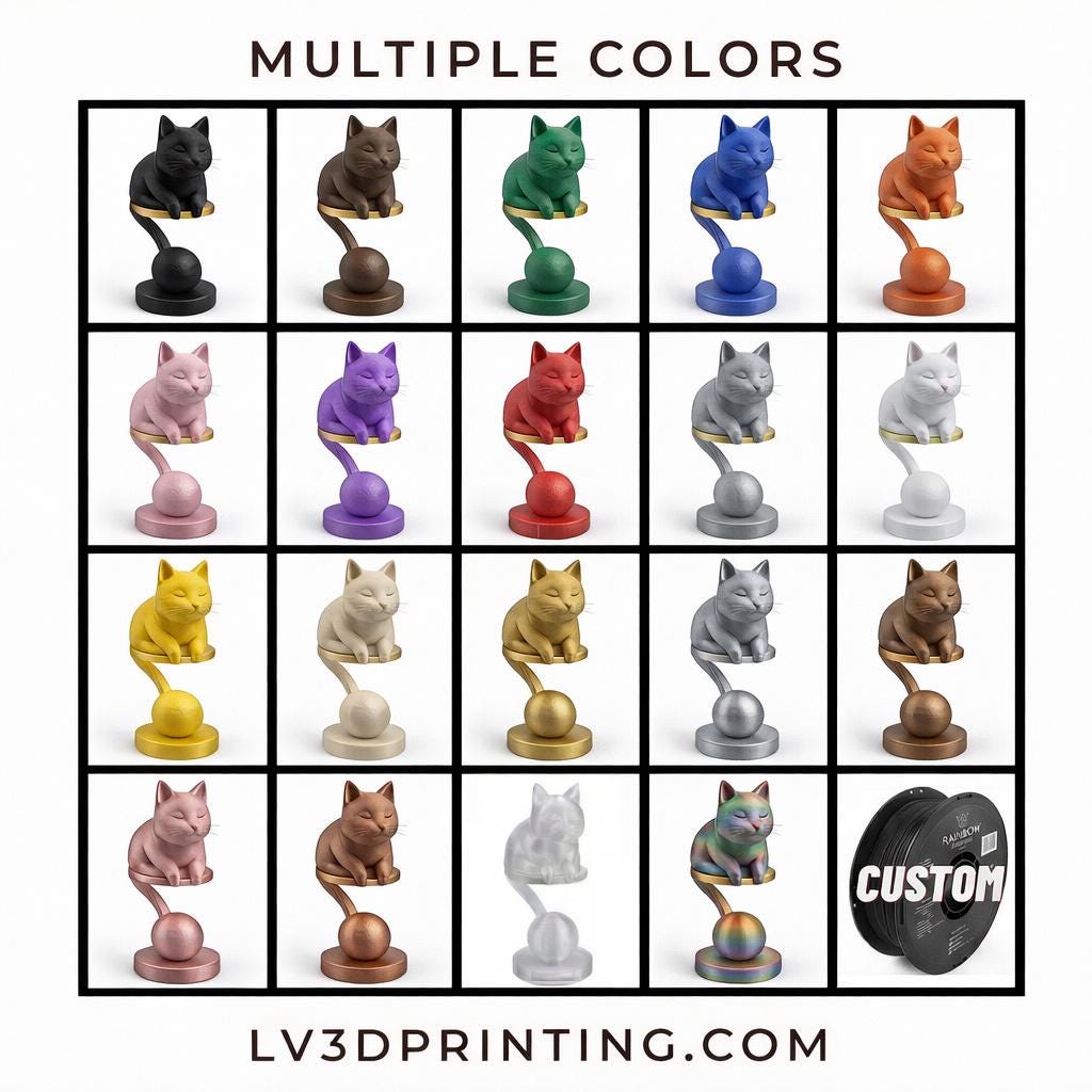 LV 3D Meow Lamp, Cute Cat Table Lamp, Kids Night Light, Nursery Decor, Fun Bedroom Lamp, 3D Printed Cat Light, Gift for Kids - LV3DPrinting