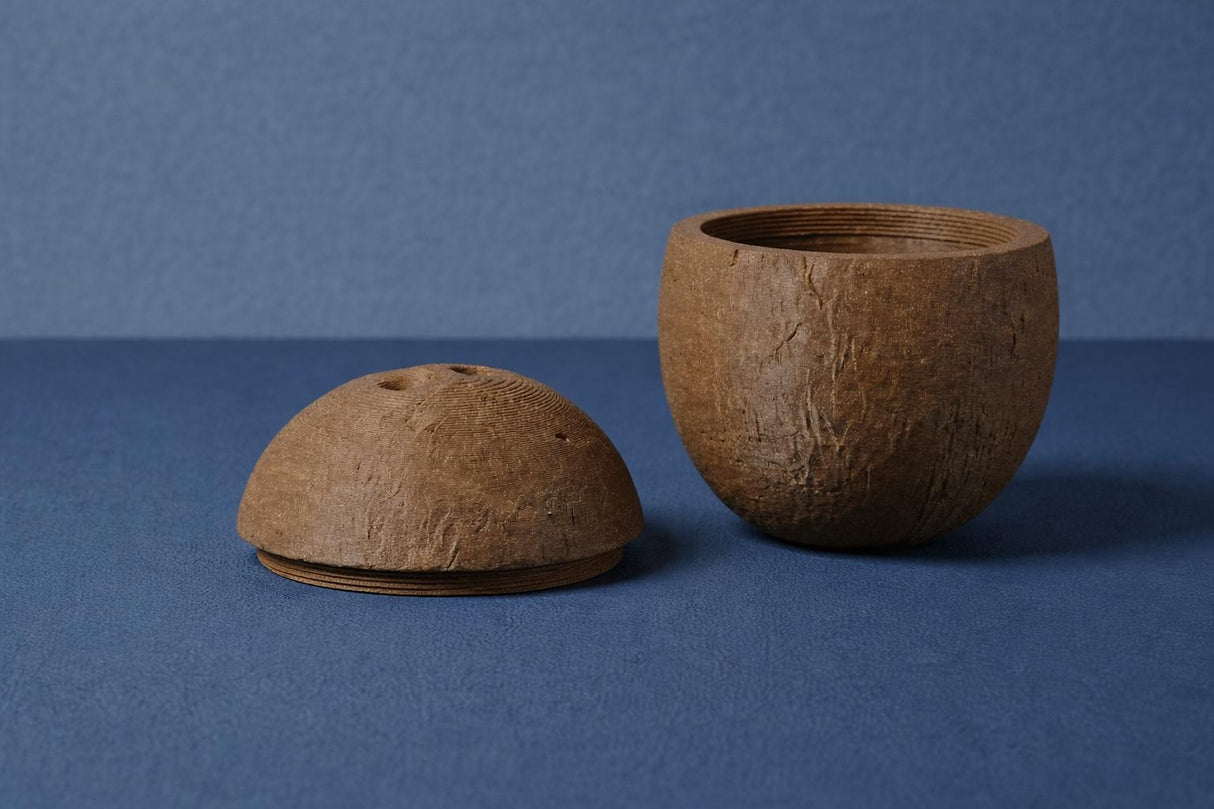 LV 3D Traveling Coconut | Wood PLA Travel Container | Bathroom Organizer | Toothbrush Holder | Compact Storage Box - LV3DPrinting