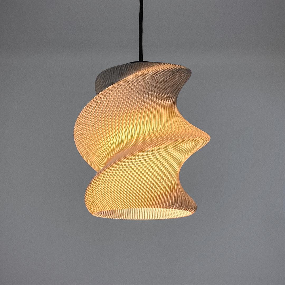 Lunfardo Victoria RippleMesh Pendant Lamp Shade | Twisted Ellipse Lighting | Modern 3D Printed Ceiling Light | Geometric Home Decor - LV3DPrinting