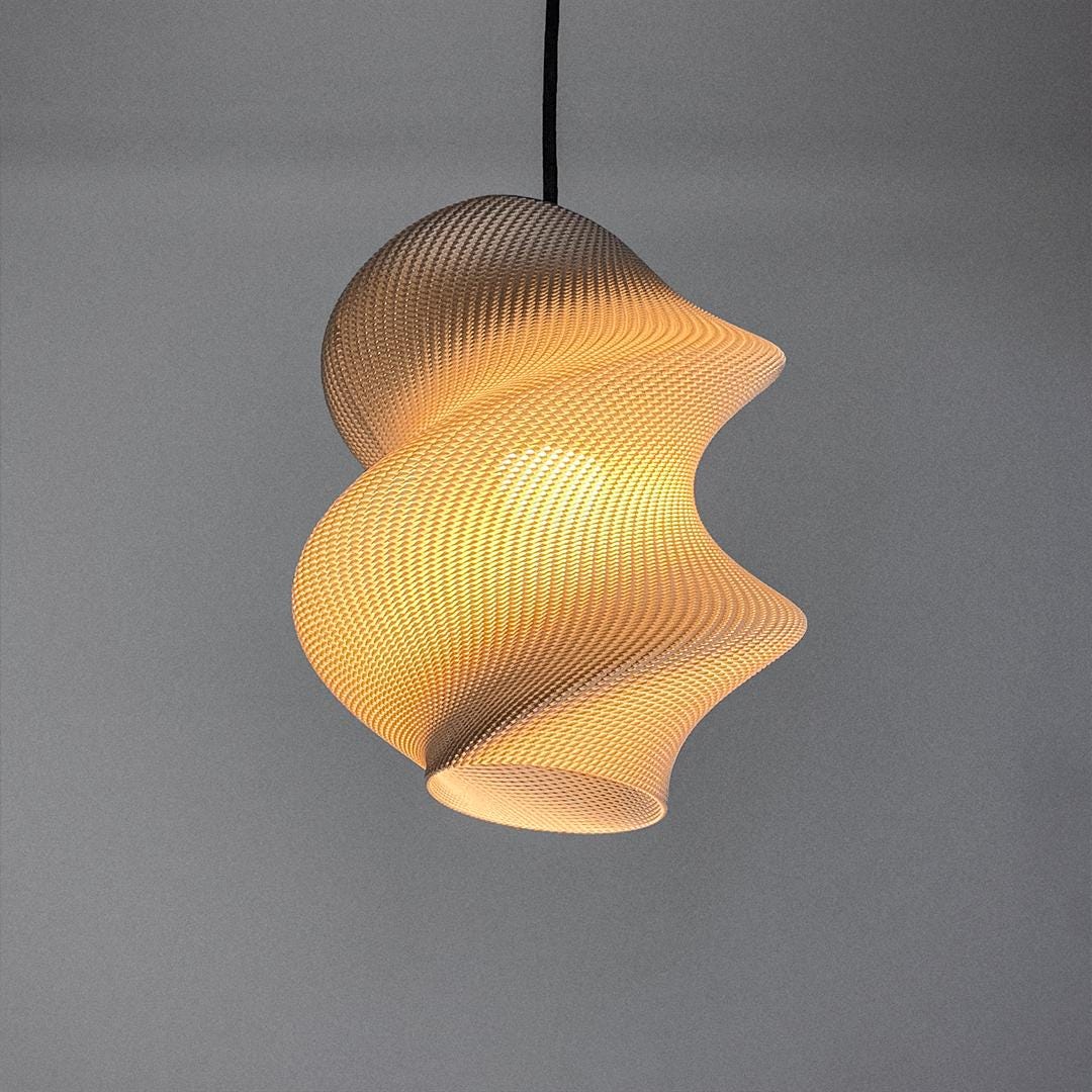 Lunfardo Victoria RippleMesh Pendant Lamp Shade | Twisted Ellipse Lighting | Modern 3D Printed Ceiling Light | Geometric Home Decor - LV3DPrinting
