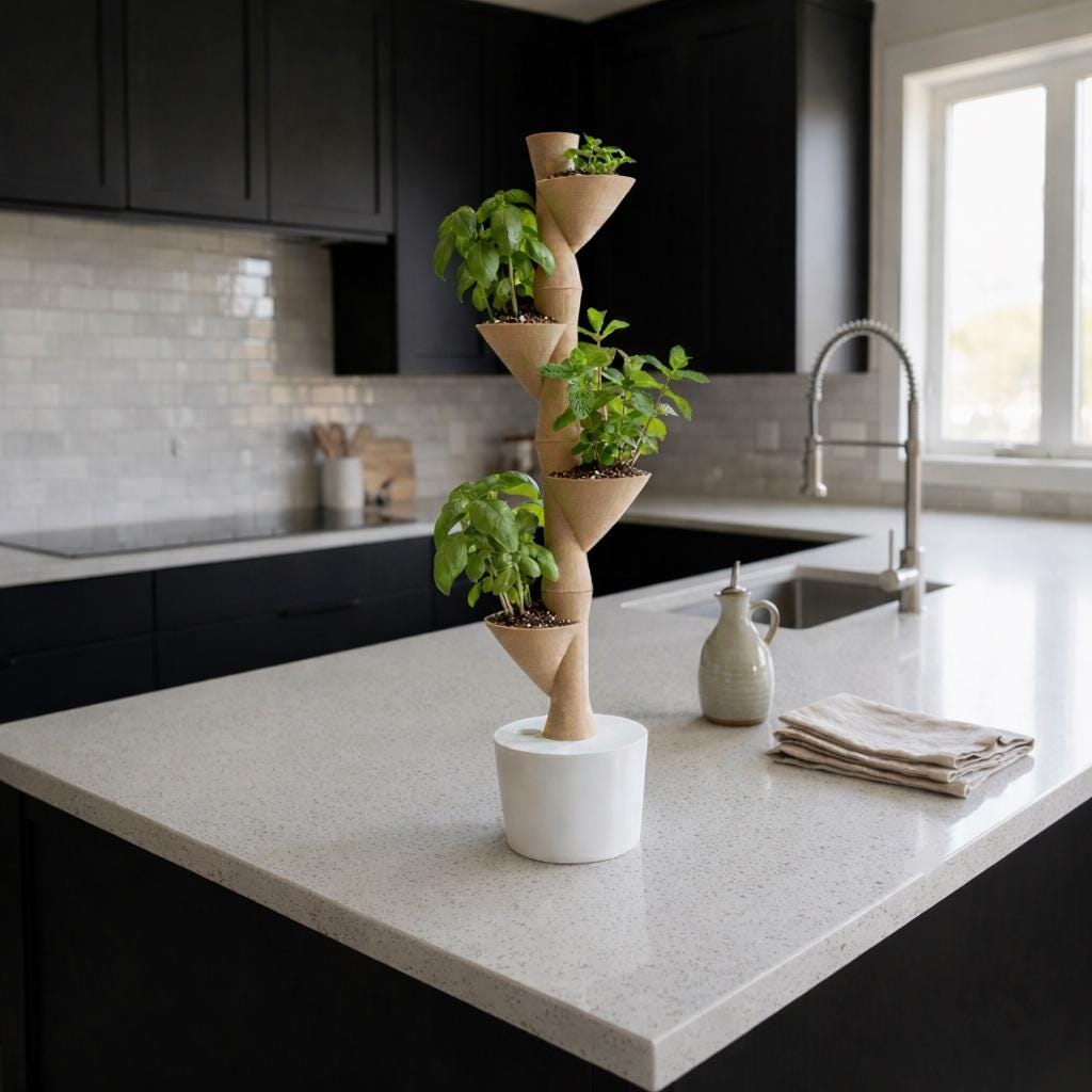 Creaserra Bambú Modular Hydroponic Tower | Vertical Indoor Garden | Stackable 3D Printed Hydroponic Planter | Modern Home Grow System - LV3DPrinting