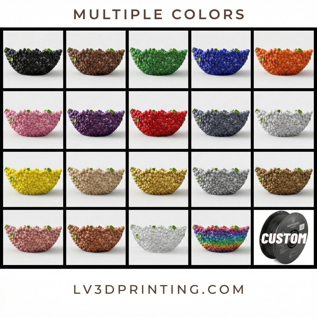 LV 3D Grape Bowl | Decor | Tableware | Decorative Fruit Bowl | Modern Centerpiece - LV3DPrinting