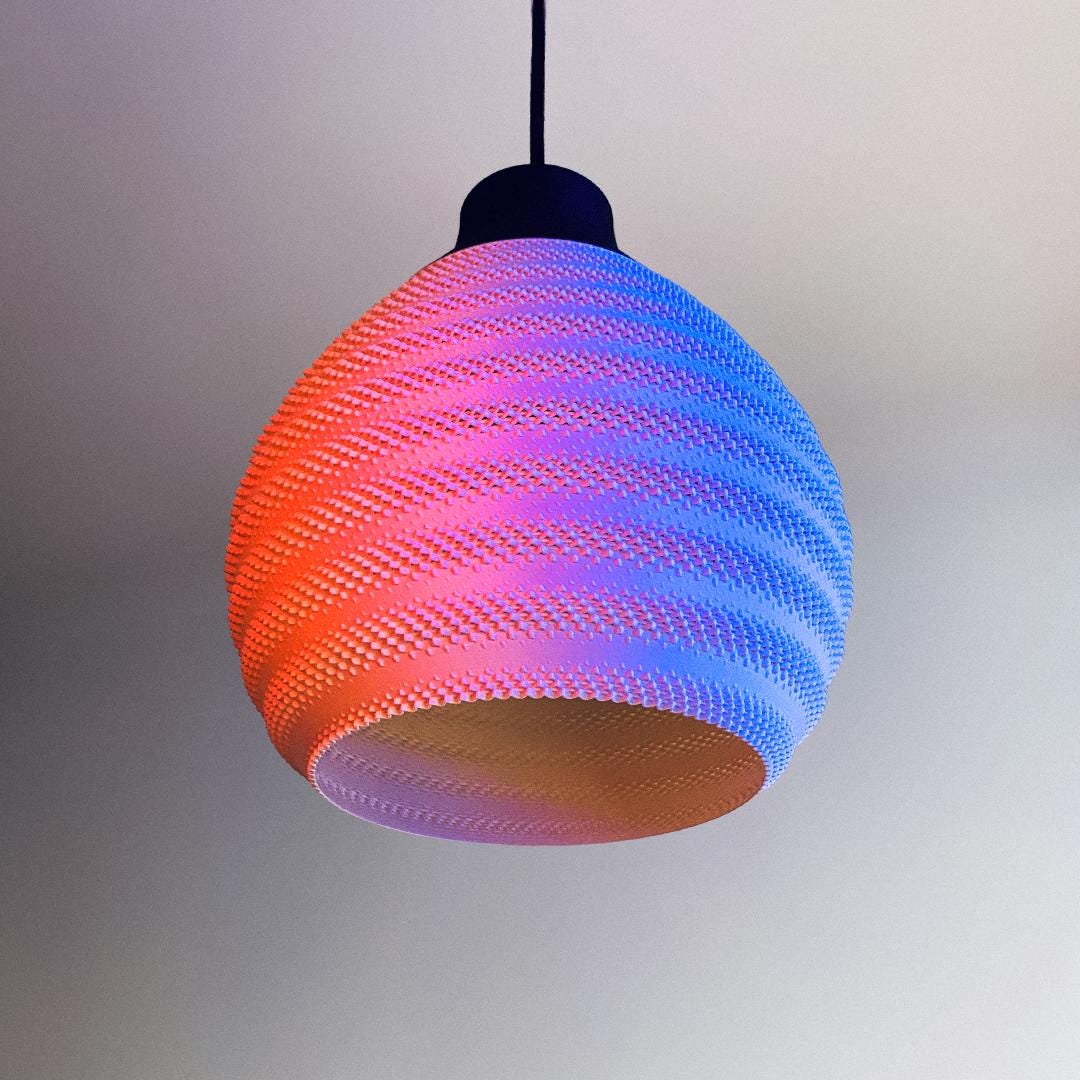 Lunfardo Cora Pendant Lamp Shade, RippleMesh Lampshade, Modern Pendant Lighting, 3D Printed Lamp, Geometric Ceiling Light Decor