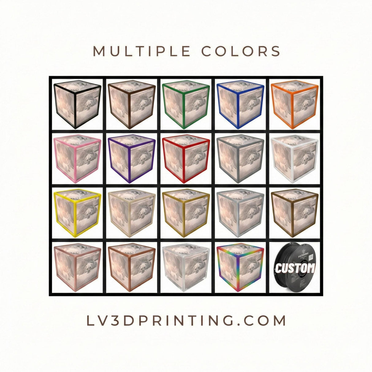 Custom Lithophane Light Box | Personalized Photo Lamp | 3D Printed Memorial Gift | Custom Picture Night Light | Keepsake Gift - LV3DPrinting