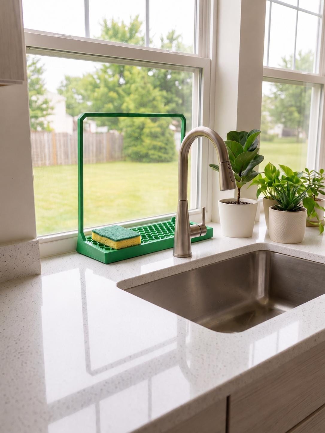 Gazzaladra Kitchen Sponge Holder | Sink Sponge Organizer | 3D Printed Sponge Dryer | Honeycomb Drain Tray | Modern Kitchen Sink Accessory