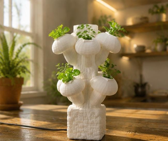 LV 3D Mini Stackable Hydroponic Mushroom System | Desktop Indoor Garden | 3D Printed Hydroponic Planter | Modern Herb Grow Kit