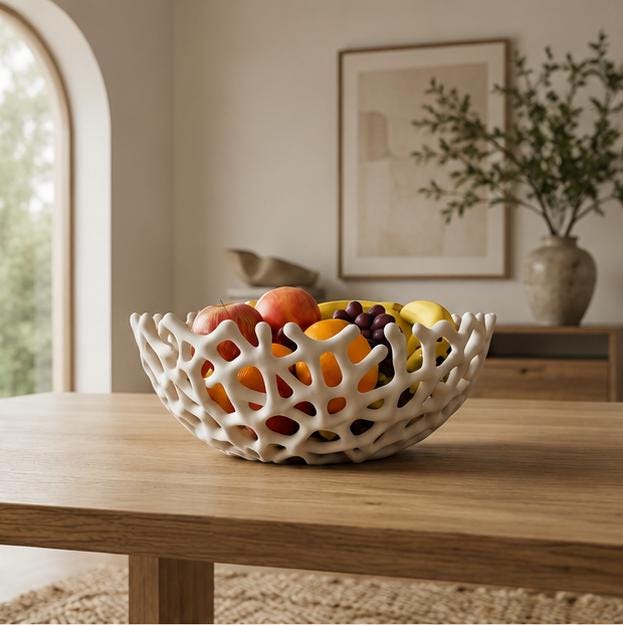 LV 3D Coral Reef Fruit Bowl | Modern 3D Printed Fruit Basket | Coastal Kitchen Decor | Decorative Countertop Bowl | Housewarming Gift