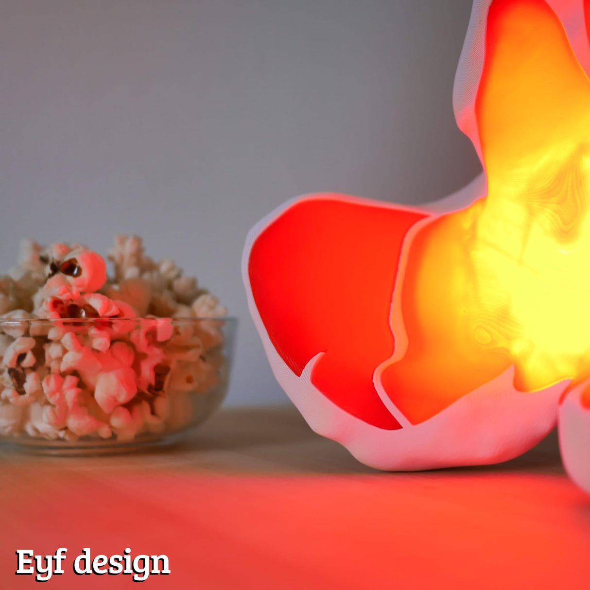 EYF Design Popcorn Lamp | 3D Printed Table Lamp | Movie Room Decor | Cozy Mood Light | Unique Home Decor | Gift Idea