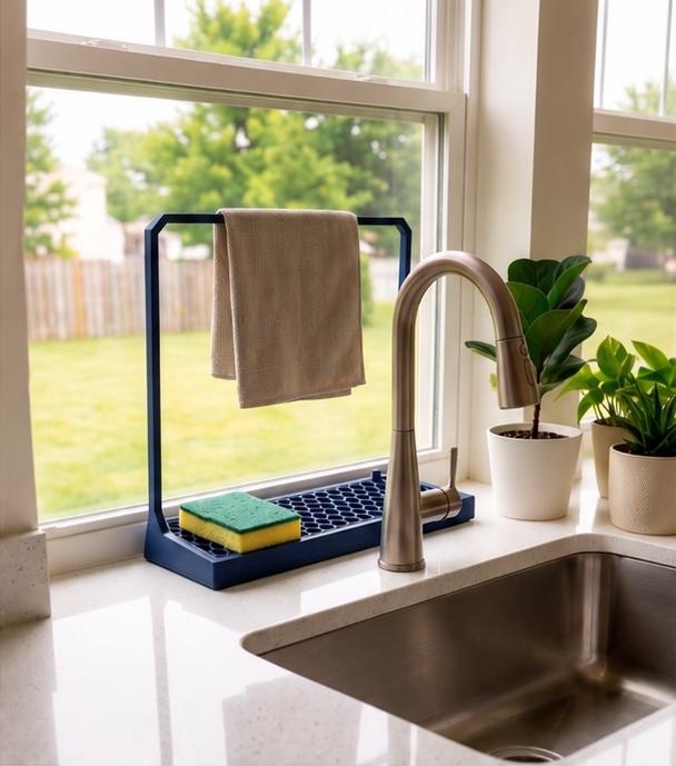 Gazzaladra Kitchen Sponge Holder | Sink Sponge Organizer | 3D Printed Sponge Dryer | Honeycomb Drain Tray | Modern Kitchen Sink Accessory