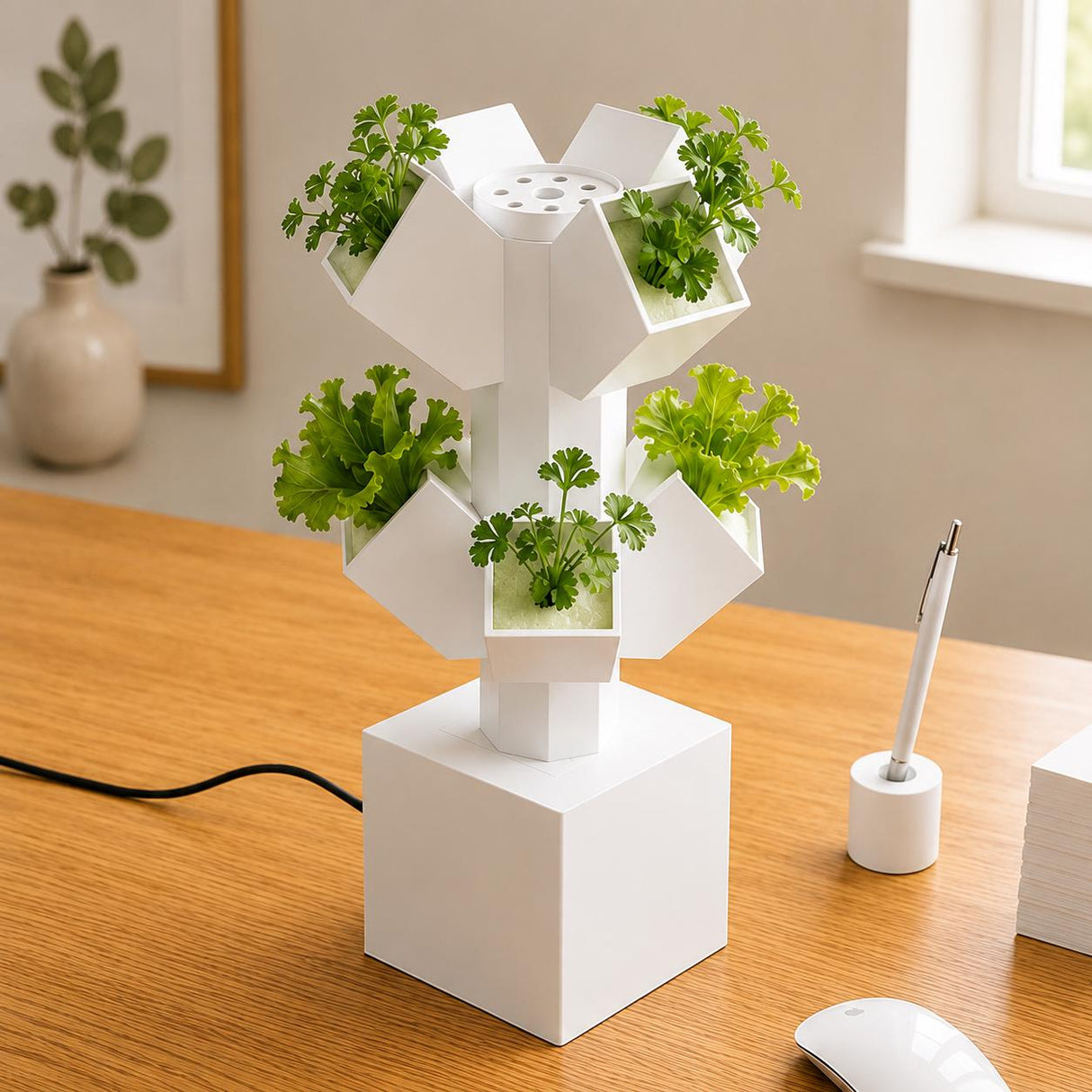 LV 3D Mini Stackable Hydroponic System | Desktop Indoor Garden | 3D Printed Hydroponic Planter | Modern Plant Grow Kit