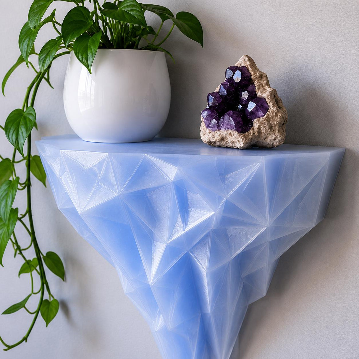 LV 3D Iceberg Wall Shelf | Geometric Floating Shelf | Crystal Ice Display Shelf | Modern Wall Decor | Polygon Shelf