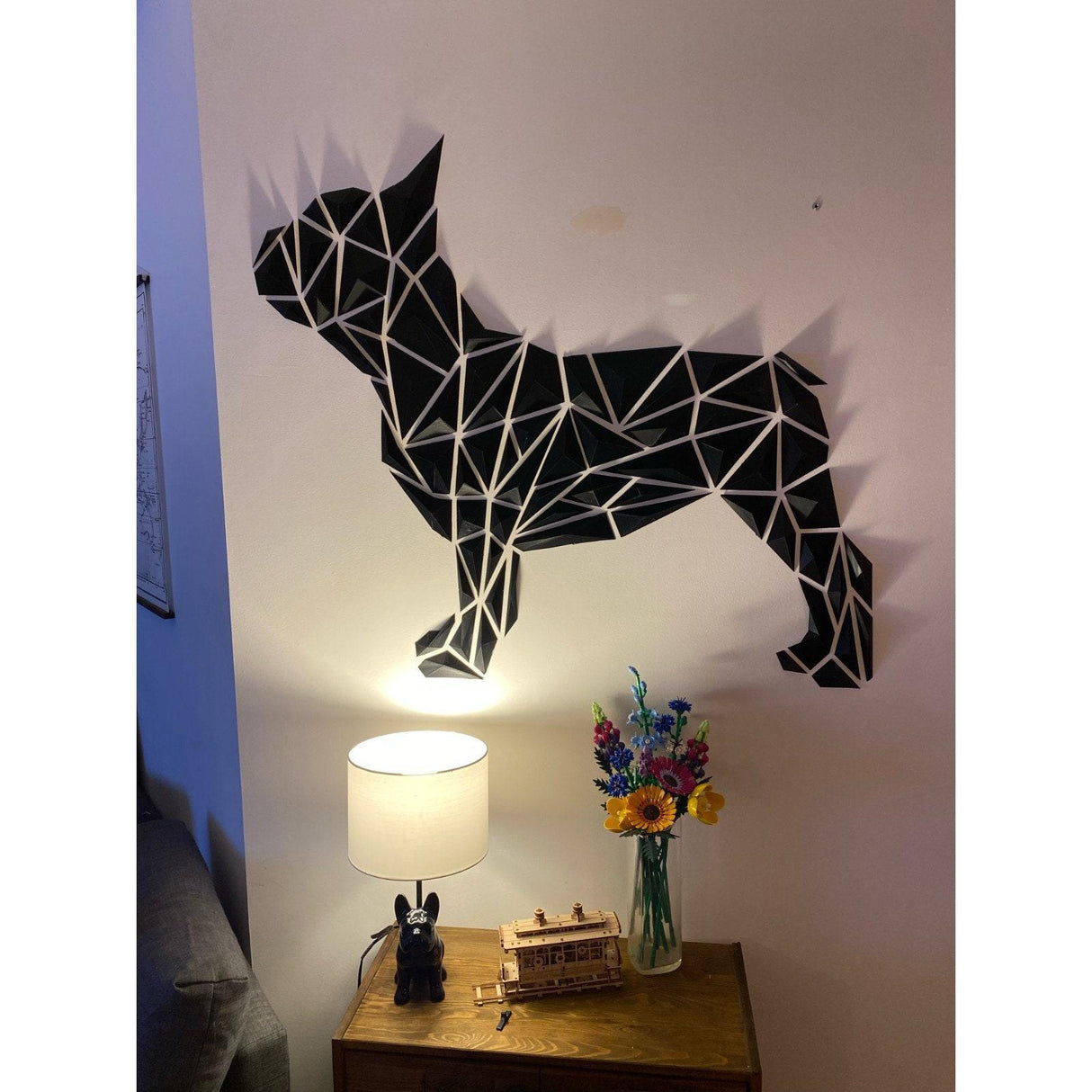 DGEmily Geometric French Bull Dog Wall Art | Home Decor | Gift Idea | Polygon | Wall Decor | Custom sizes! | Any Color! | Material Types!