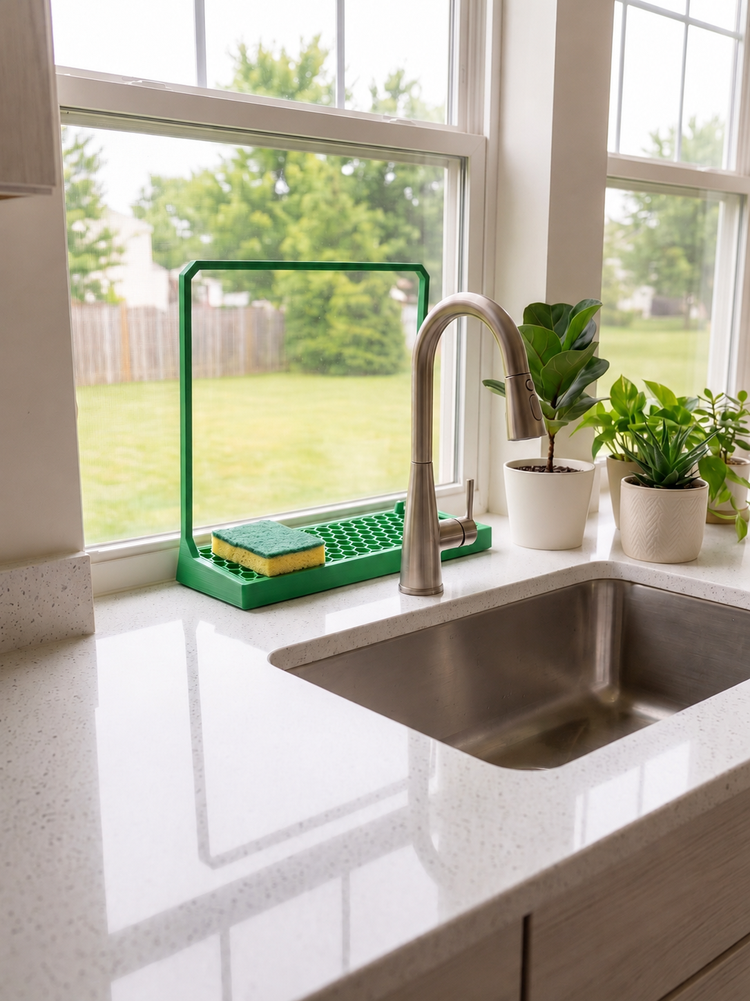 Gazzaladra Kitchen Sponge Holder | Sink Sponge Organizer | 3D Printed Sponge Dryer | Honeycomb Drain Tray | Modern Kitchen Sink Accessory