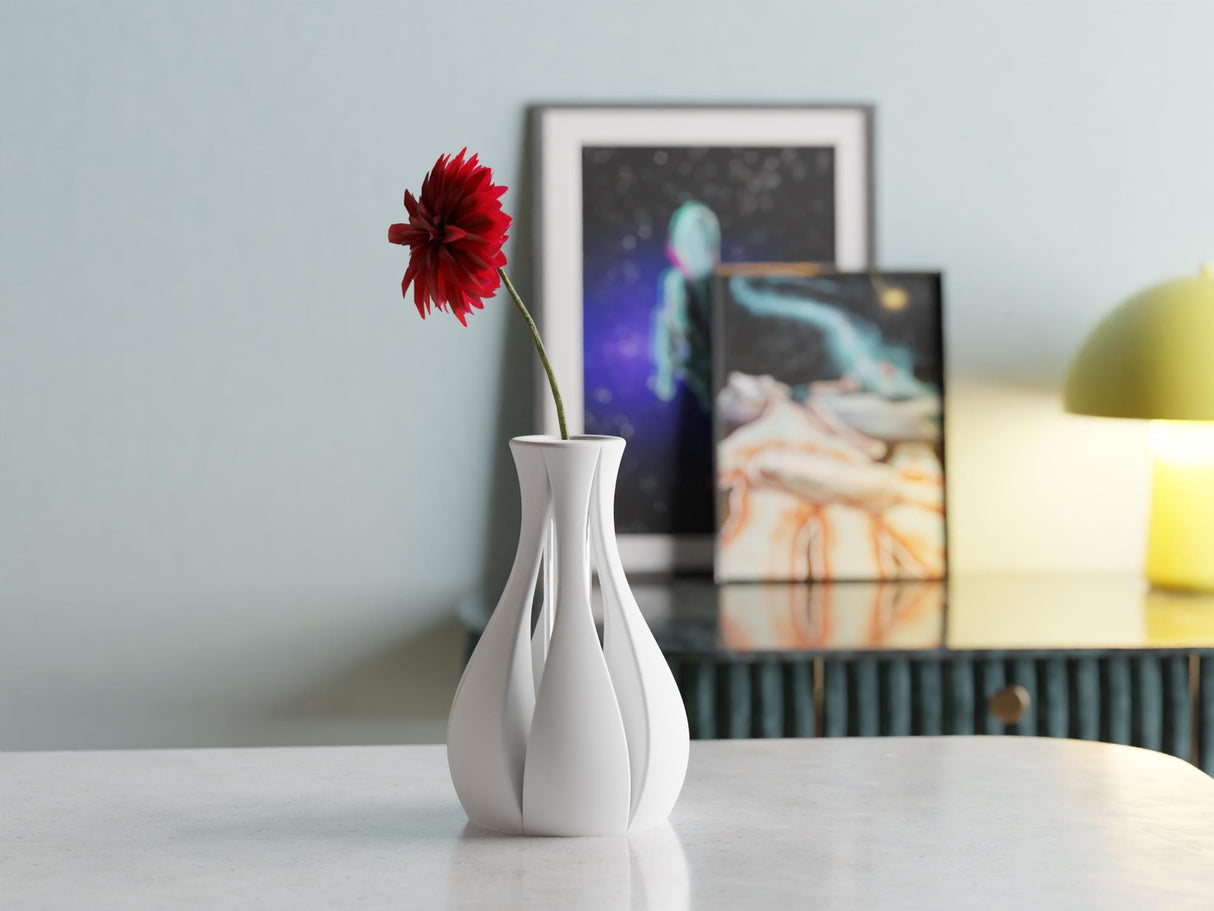 CollectiCraft Sora Flower Vase, Modern Minimalist Vase with Soft Curves, Elegant Contemporary Home Decor - LV3DPrinting