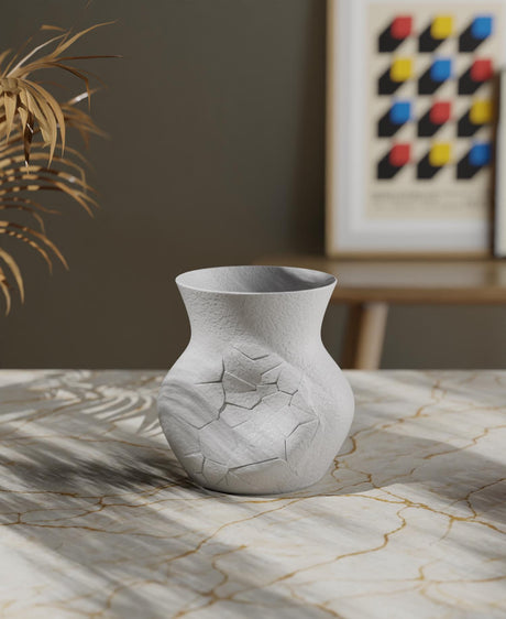 CollectiCraft Shattered Pottery Vase, Minimalist Cracked Texture Vase, Sculptural Kintsugi Inspired Home Decor - LV3DPrinting