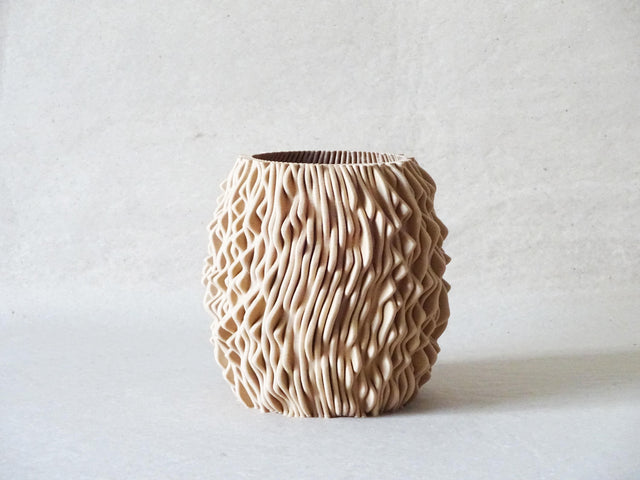 Lampprinted Fluted Vase, Riffled Textured Flower Vase with Insert, Modern Sculptural Home Decor - LV3DPrinting
