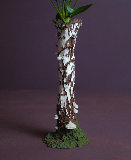 Gazzaladra Betula Pendula Tree Trunk Vase, Realistic Birch Vase with Tinder Mushrooms, Nature Inspired Sculptural Home Decor - LV3DPrinting