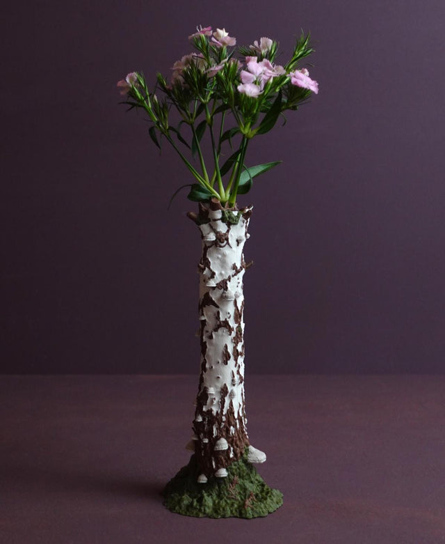 Gazzaladra Betula Pendula Tree Trunk Vase, Realistic Birch Vase with Tinder Mushrooms, Nature Inspired Sculptural Home Decor - LV3DPrinting