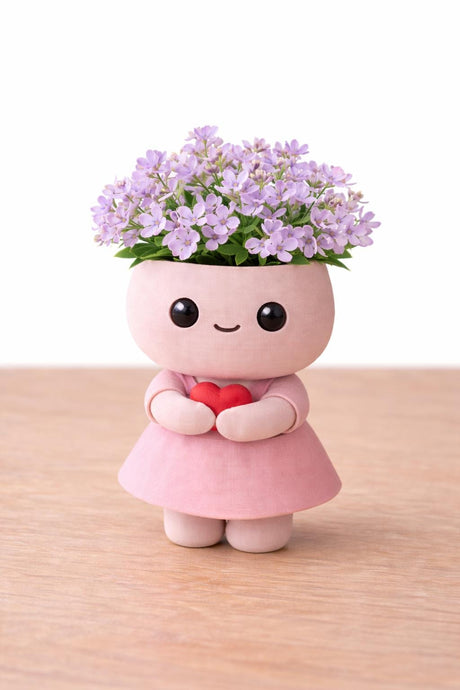 LV 3D Cute Couple Vase with Faux Flowers | 3D Printed Kawaii Flower Vase | Valentine Gift | Boy & Girl Decorative Vase - LV3DPrinting