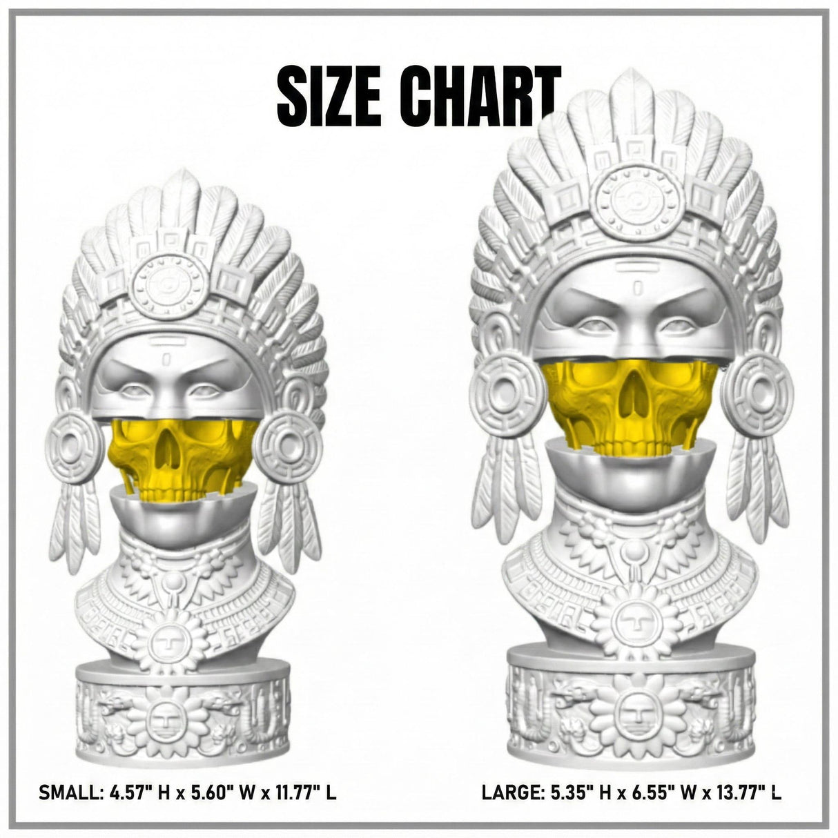 LV 3D Aztec-Inspired Abstract Head Sculpture | Modern Sculptural Bust | Custom Sizes & Colors - LV3DPrinting