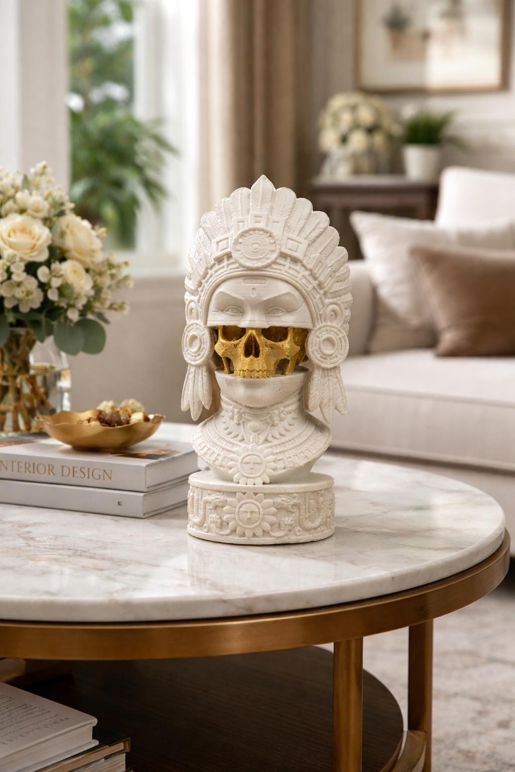 LV 3D Aztec-Inspired Abstract Head Sculpture | Modern Sculptural Bust | Custom Sizes & Colors - LV3DPrinting