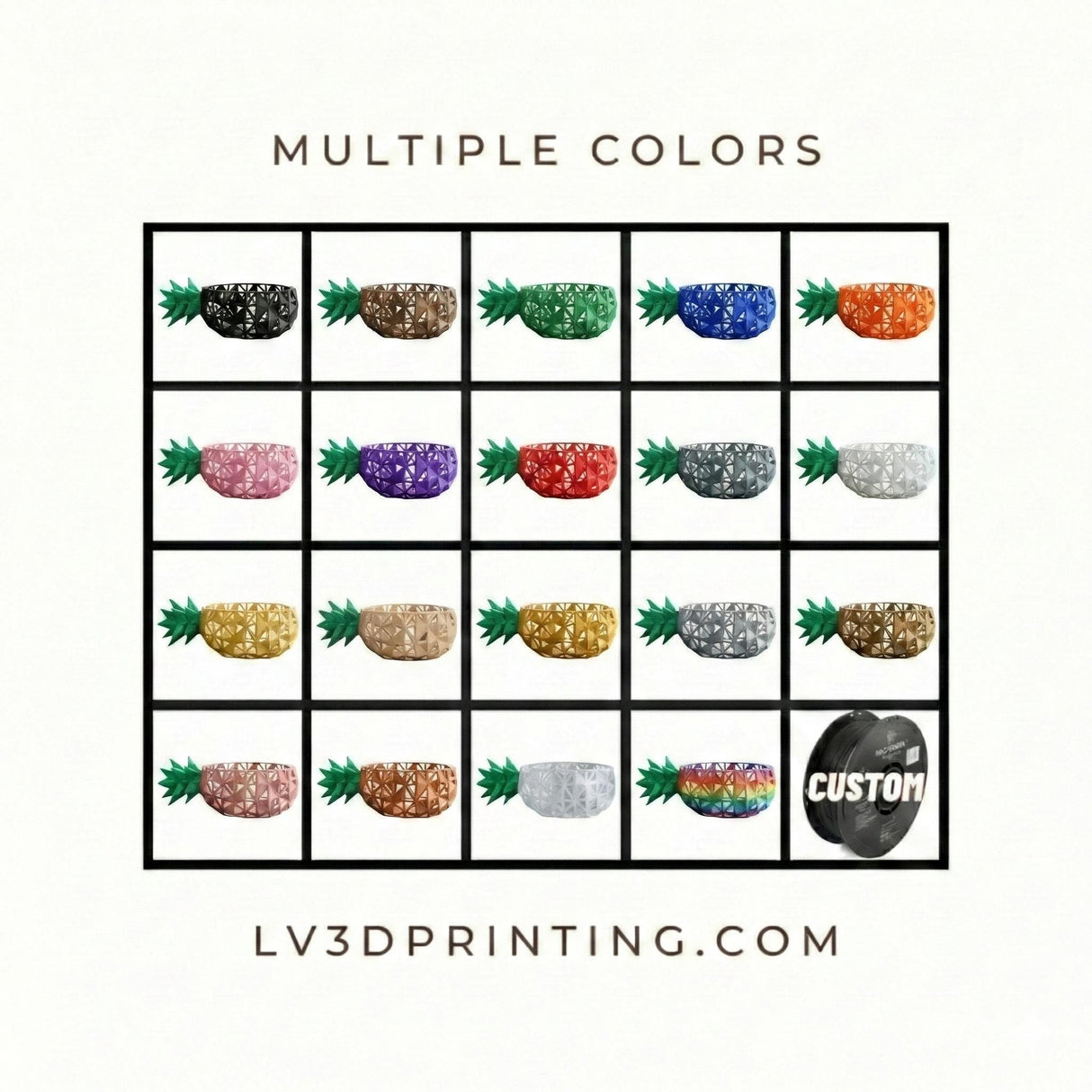 LV 3D Pineapple Polygon Bowl | Decorative Fruit Bowl | Modern Tableware | 3D Printed Bowl - LV3DPrinting