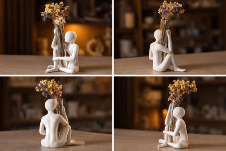 CollectiCraft Bloom Sculptural Figure Vase, Modern Minimalist Flower Vase with Glass Tube, Artistic Home Decor - LV3DPrinting