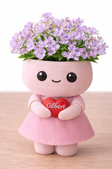 LV 3D Cute Couple Vase with Faux Flowers | 3D Printed Kawaii Flower Vase | Valentine Gift | Boy & Girl Decorative Vase - LV3DPrinting