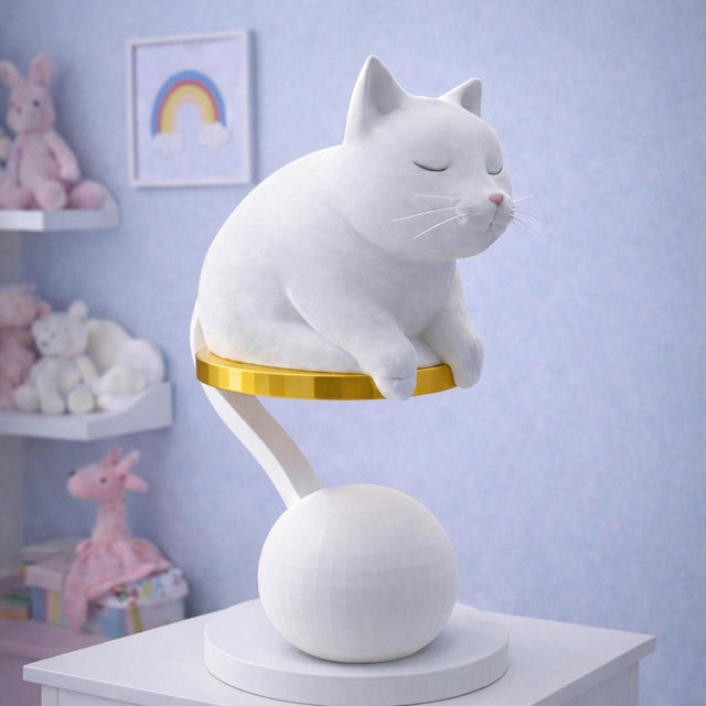 LV 3D Meow Lamp, Cute Cat Table Lamp, Kids Night Light, Nursery Decor, Fun Bedroom Lamp, 3D Printed Cat Light, Gift for Kids - LV3DPrinting