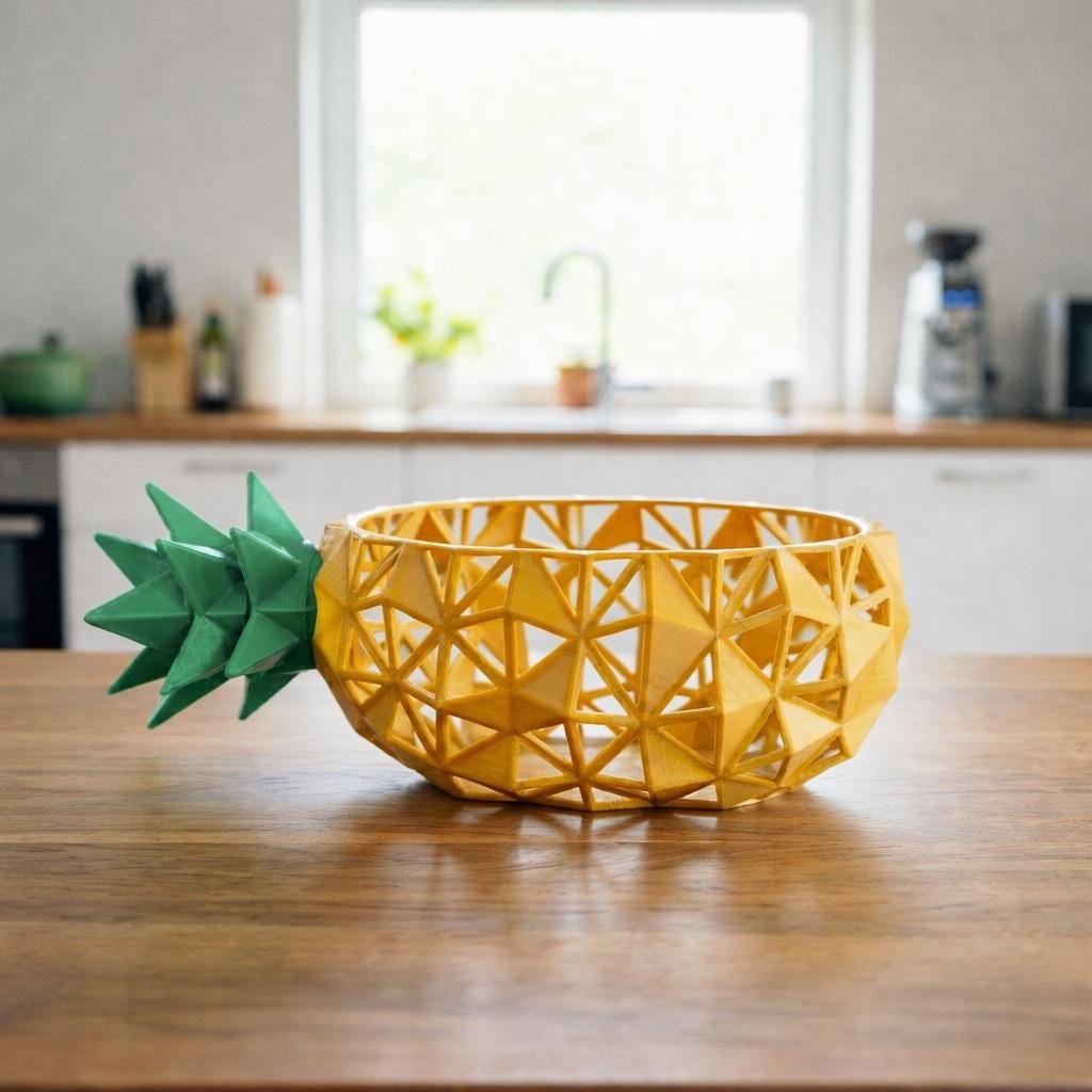 LV 3D Pineapple Polygon Bowl | Decorative Fruit Bowl | Modern Tableware | 3D Printed Bowl - LV3DPrinting