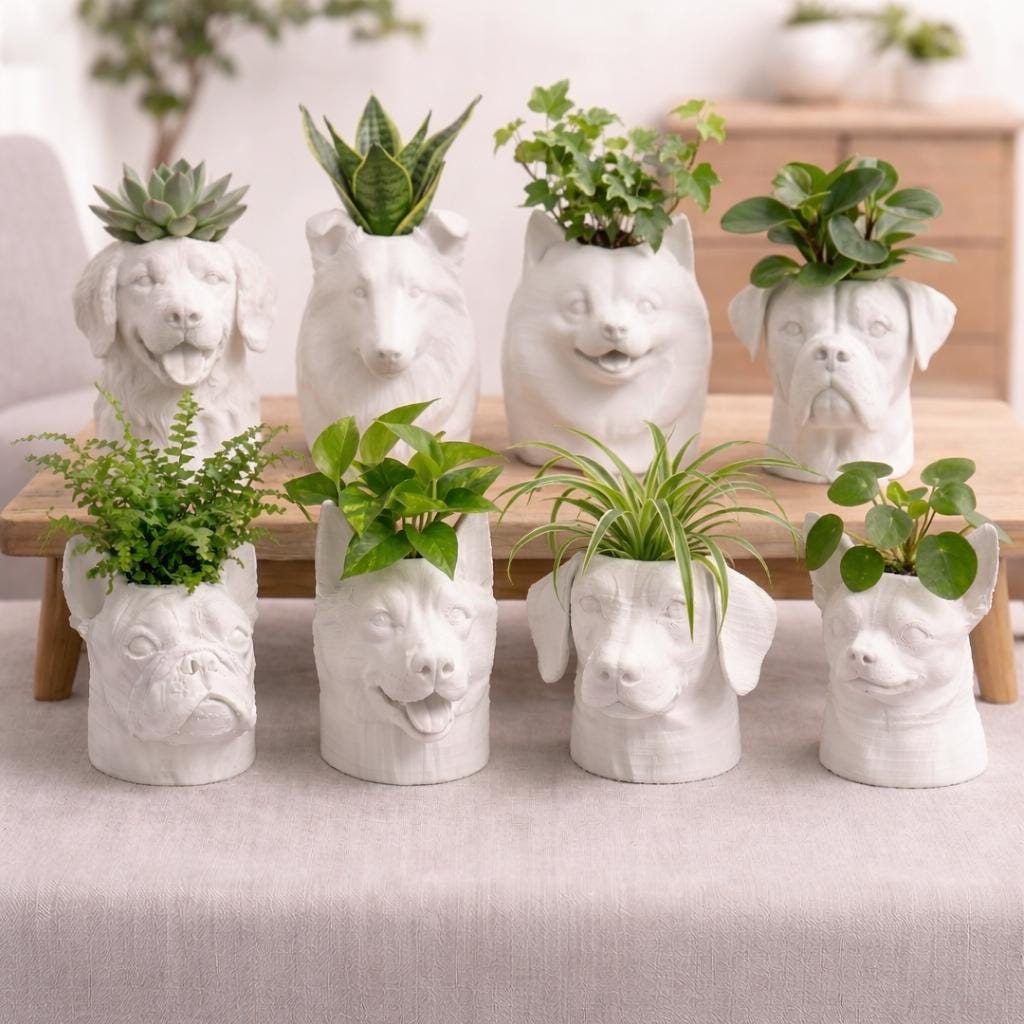 LV 3D Custom Pet Head Vase | Personalized Dog or Cat Planter | 3D Printed Pet Decor | Fun Animal Gift | Home Decor - LV3DPrinting