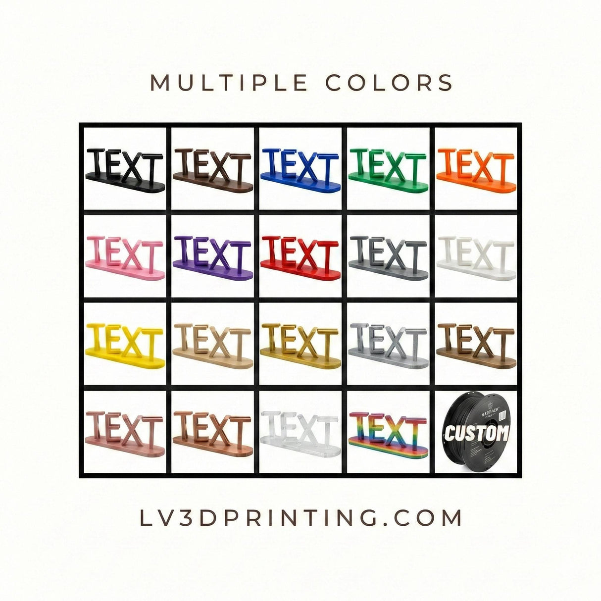 LV 3D Double Word Ambigram Desk Name Plaque | Personalized 3D Name Illusion Sign | Custom Desk Decor | Fun Gift for Her or Kids - LV3DPrinting