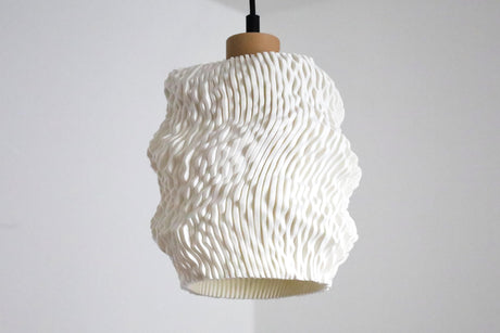 Lamp Printed IAP Sea Falcon Pendant Lamp | Organic 3D Printed Lampshade | Modern Wavy Ceiling Light | Sculptural Home Decor - LV3DPrinting