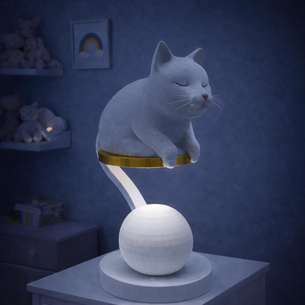 LV 3D Meow Lamp, Cute Cat Table Lamp, Kids Night Light, Nursery Decor, Fun Bedroom Lamp, 3D Printed Cat Light, Gift for Kids - LV3DPrinting