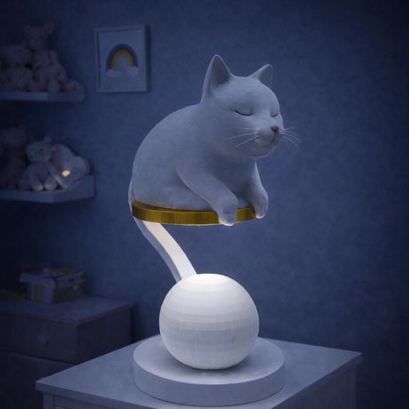LV 3D Meow Lamp, Cute Cat Table Lamp, Kids Night Light, Nursery Decor, Fun Bedroom Lamp, 3D Printed Cat Light, Gift for Kids - LV3DPrinting
