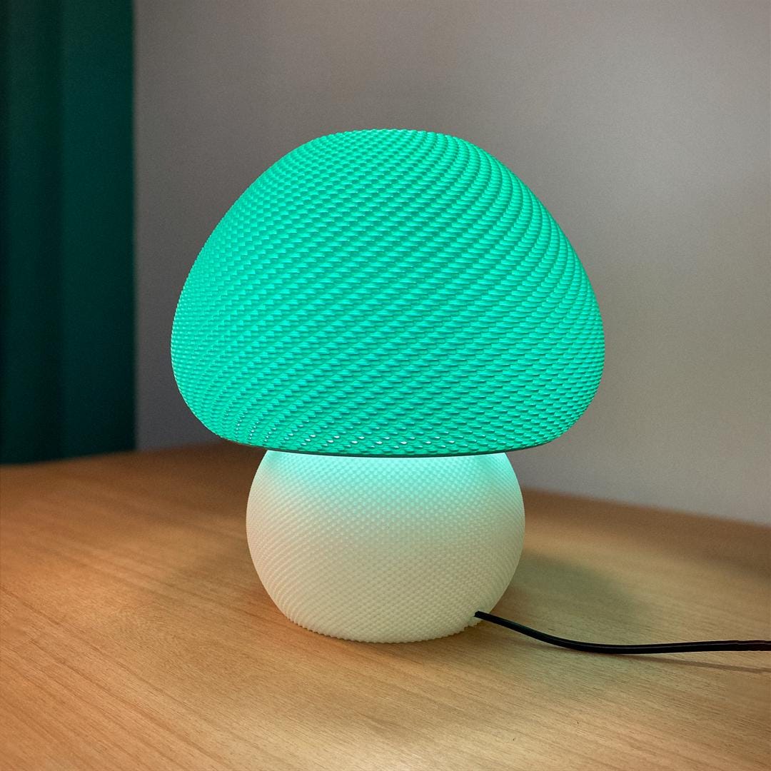 Lunfardo Jongo Table Lamp | Mushroom Lamp | RippleMesh Texture | Modern Home Decor | Geometric Lighting | 3D Printed Lamp | Gift Idea