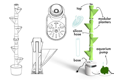 Creaserra Bambú Modular Hydroponic Tower | Vertical Indoor Garden | Stackable 3D Printed Hydroponic Planter | Modern Home Grow System - LV3DPrinting